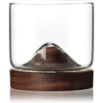 Aretica Whiskey Glas Met Houten Onderzetter - - Bruin