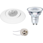 BES LED Led Spot Set - Pragmi Nivas Pro - Gu10 Fitting - Inbouw Rond - Mat - Trimless - Kantelbaar - Ø150mm - Philips - - Wit