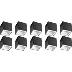 BES LED Opbouwspot 10 Pack - Pragmi Cliron Pro - Gu10 Fitting - Opbouw Vierkant - Mat/wit - Aluminium - Verdiept - Ø90mm - Zwart