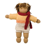 Hoppa Jill Knuffelpop Lappenpop Met Haren En Kledij, 26 Cm, 100% Biokatoen, Geschenk Voor Meisjes