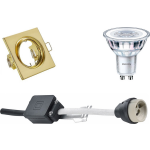 BES LED Led Spot Set - Gu10 Fitting - Inbouw Vierkant - Mat - Kantelbaar 80mm - Philips - Corepro 840 36d - 3.5w - - Goud