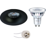 BES LED Led Spot Set - Pragmi Nora Pro - Gu10 Fitting - Inbouw Rond - Mat - Ø82mm - Philips - Corepro 840 36d - 3.5w - - Zwart