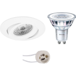 BES LED Led Spot Set - Pragmi Uranio Pro - Gu10 Fitting - Inbouw Rond - Mat - Kantelbaar - Ø82mm - Philips - Corepro 840 36d - Wit