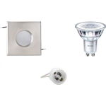 BES LED Led Spot Set - Aigi - Gu10 Fitting - Waterdicht Ip65 - Inbouw Vierkant - Mat Chroom - 82mm - Philips - Corepro 840 36d -