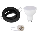 BES LED Led Spot Set - Aigi - Gu10 Fitting - Inbouw Rond - Mat - 6w - Helder/koud Wit 6400k - Kantelbaar Ø82mm - Zwart