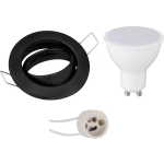 BES LED Led Spot Set - Aigi - Gu10 Fitting - Inbouw Rond - Mat - 6w - Warm Wit 3000k - Kantelbaar Ø82mm - Zwart