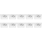 BES LED Spot Armatuur 10 Pack - Pragmi Nivas Pro - Gu10 Fitting - Inbouw Vierkant - Mat - Aluminium - Trimless - Kantelbaar - Wit