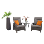 Vdg Darwin Verstelbare Loungestoelen + Bijzettafel Rond - Antraciet - Grijs