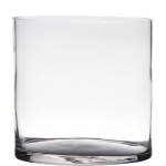 Transparante Home-basics Cylinder Vorm Vaas/vazen Van Glas 19 X 19 Cm - Vazen