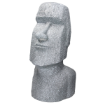 Moai Rapa Nui Hoofdfiguur, 28x25x56 Cm, Gegoten Steenhars - Gris
