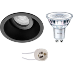 BES LED Led Spot Set - Pragmi Zano Pro - Gu10 Fitting - Inbouw Rond - Mat - Kantelbaar - Ø93mm - Philips - Corepro 840 36d - Zwart