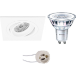 BES LED Led Spot Set - Pragmi Borny Pro - Gu10 Fitting - Inbouw Vierkant - Mat - Kantelbaar - 92mm - Philips - Corepro 840 - Wit