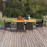 Vidaxl 7-delige Tuinset Poly Rattan - Zwart