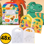 Decopatent ® Uitdeelcadeaus 48 Stuks Dinosaurus Kleurboekjes Met