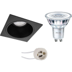 BES LED Led Spot Set - Pragmi Minko Pro - Gu10 Fitting - Inbouw Vierkant - Mat - Verdiept - 90mm - Philips - Corepro 840 - Zwart