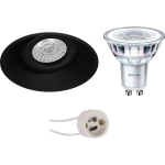 BES LED Led Spot Set - Pragmi Nivas Pro - Gu10 Fitting - Inbouw Rond - Mat - Trimless - Kantelbaar - Ø150mm - Philips - - Zwart