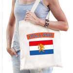 Bellatio Decorations Katoenen Tasje Holland / Nederland Supporter - Feest Boodschappentassen - Wit