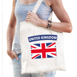 Bellatio Decorations Katoenen Tasje United Kingdom / Verenigd Koninkrijk / Engeland Supporter - Feest Boodschappentassen - Wit