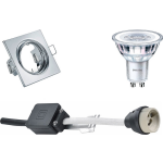 BES LED Led Spot Set - Gu10 Fitting - Inbouw Vierkant - Glans Chroom - Kantelbaar 80mm - Philips - Corepro 840 36d - 3.5w -