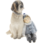 Clayre & Eef Decoratie Kind Met Hond 13*11*15 Cm Meerkleurig Kunststof Kind 6pr2409