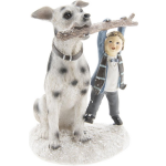 Clayre & Eef Decoratie Kind Met Hond 14*13*18 Cm Meerkleurig Kunststof Kind 6pr2408