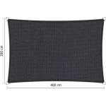 Shadow Comfort Compleet Pakket: Rechthoek 2x4m Duocolor Carbon Black Met Rvs Bevestigingsset En Buitendoekreiniger - Grijs