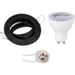 BES LED Led Spot Set - Gu10 Fitting - Dimbaar - Inbouw Rond - Mat - 6w - Helder/koud Wit 6400k - Kantelbaar Ø82mm - Zwart