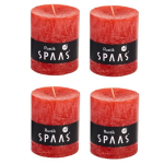 Spaas 4x Rode Rustieke Cilinderkaarsen/stompkaarsen 7 X 8 Cm 30 Branduren - Geurloze Kaarsen - Woondecoraties - Rood