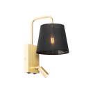 QAZQA Moderne wandlamp zwart en staal met leeslamp - Renier