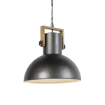 QAZQA Industriele hanglamp zwart met mango hout - Mangoes