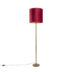 QAZQA Vintage vloerlamp goud met rode kap 40 cm - Simplo - Rood