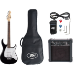Peavey Raptor Plus HSS JR Stage Pack Black elektrische gitaar starterset met versterker en accessoires