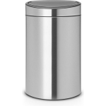 Brabantia Touch Bin Afvalemmer 40 Liter Met Kunststof Binnenemmer - Matt Steel - Silver