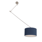 QAZQA Hanglamp staal met kap 35 cm verstelbaar - Blitz I - Blauw