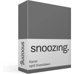 Snoozing - Flanel - Split-topper - Hoeslaken - 180x210/220 Cm - Antraciet - Grijs