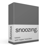 Snoozing - Katoen - Split-topper - Hoeslaken - Lits-jumeaux - 160x200 Cm - Antraciet - Grijs