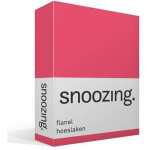 Snoozing Flanel Hoeslaken - 100% Geruwde Flanel-katoen - Lits-jumeaux (200x210/220 Cm) - Fuchsia - Roze