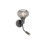 QAZQA Moderne wandlamp met leeslamp 2-lichts - Frances Brescia - Zwart