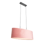 QAZQA Moderne hanglamp zwart met kap 2-lichts - Tanbor - Roze