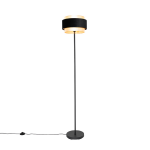QAZQA Moderne vloerlamp met goud - Elif - Zwart