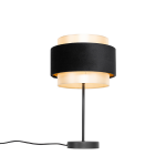 QAZQA Moderne tafellamp met goud - Elif - Zwart