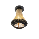 QAZQA Landelijke plafondlamp met touw 19 cm - Jenthe - Zwart