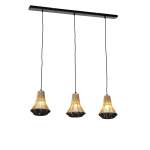 QAZQA Landelijke hanglampen met touw 19 cm 3-lichts - Jenthe - Zwart