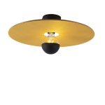 QAZQA Plafondlamp zwart platte kap 45 cm - Combi - Geel
