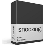 Snoozing Flanel Hoeslaken - 100% Geruwde Flanel-katoen - 1-persoons (90/100x220 Cm) - Antraciet - Grijs