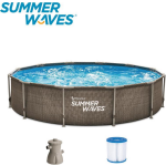 Summer Waves Zwembad Active Frame 366 X 76 cm Dark Double Rattan + filterpomp
