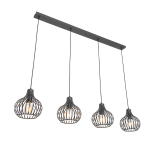 QAZQA Moderne hanglamp 4-lichts - Frances - Zwart