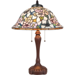 Clayre & Eef Tafellamp Tiffany ø 46x65 Cm E27 / Max. 3x60 Watt - Multi Colour - Ijzer, Glas - Roze
