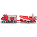 Siku Duitse Unimog brandweer met reddingsboot (1636) - Rood