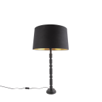 QAZQA Art deco tafellamp met katoenen kap 45 cm - Torre - Zwart